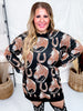 The Ruidoso Western Horse & Horseshoe Long Sleeve Sweater Dress