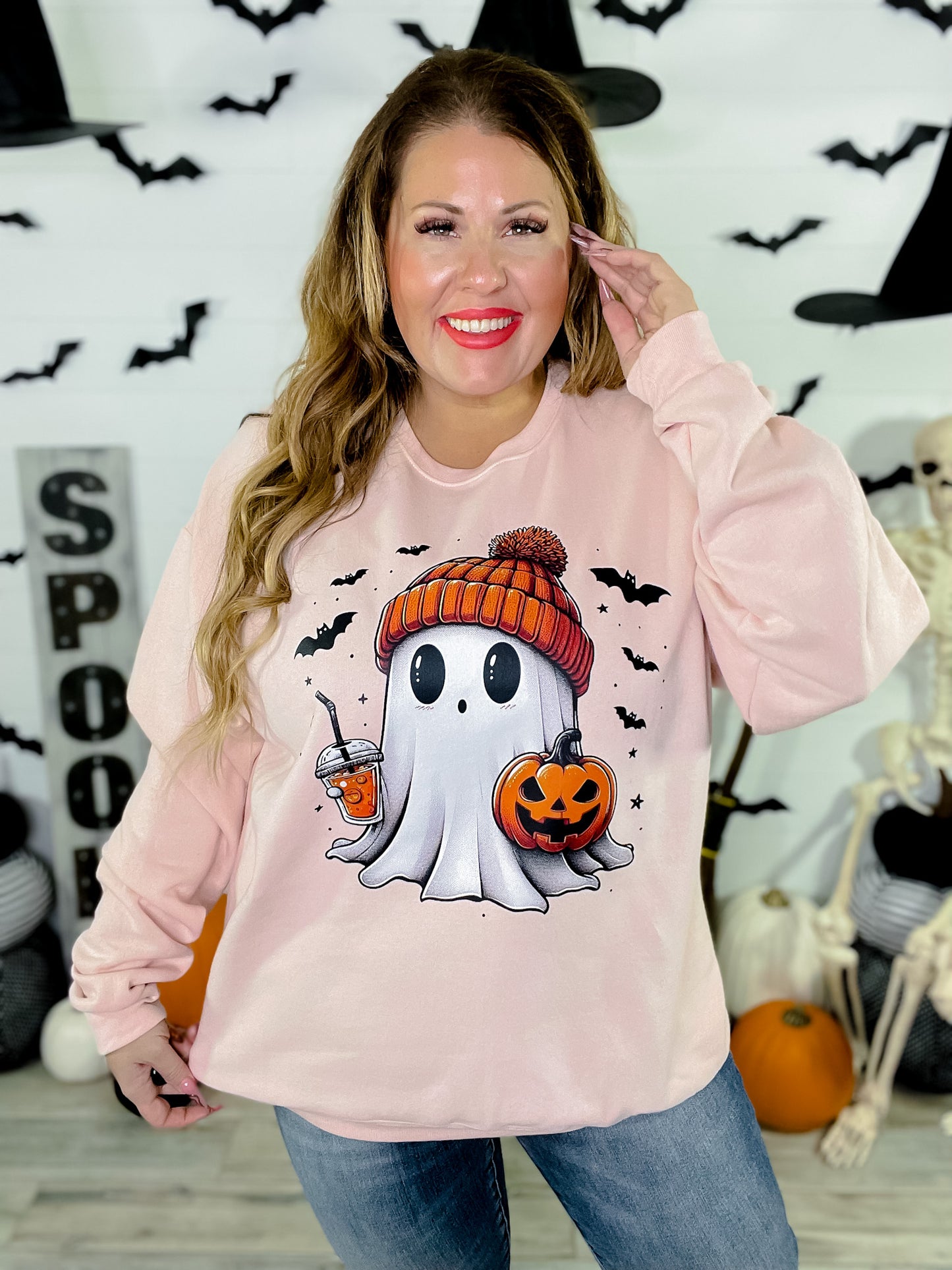 Pink Batty Ghost Sweatshirt