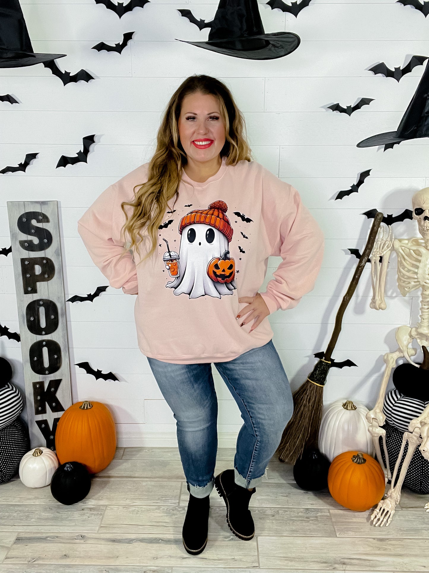 Pink Batty Ghost Sweatshirt