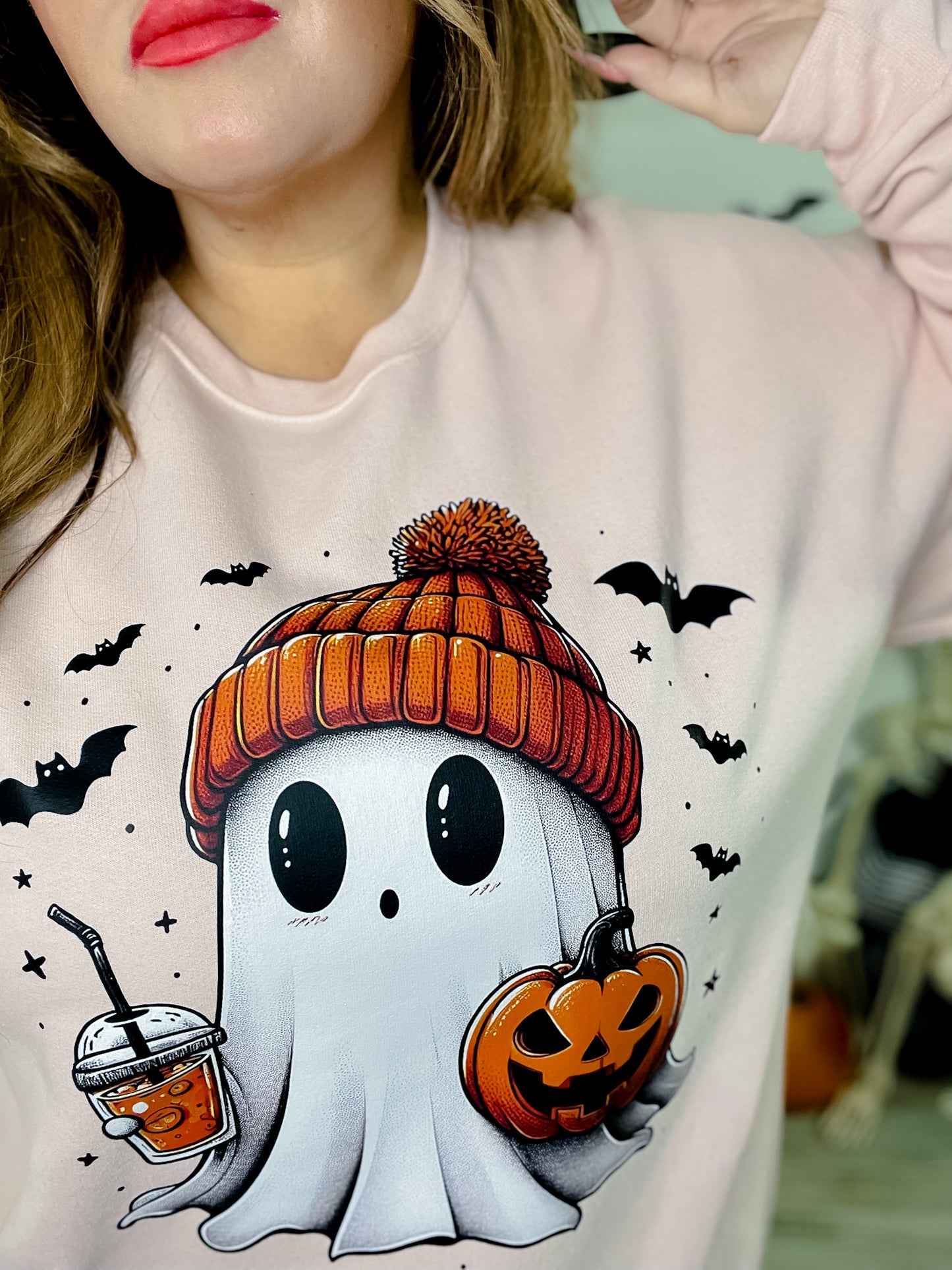 Pink Batty Ghost Sweatshirt