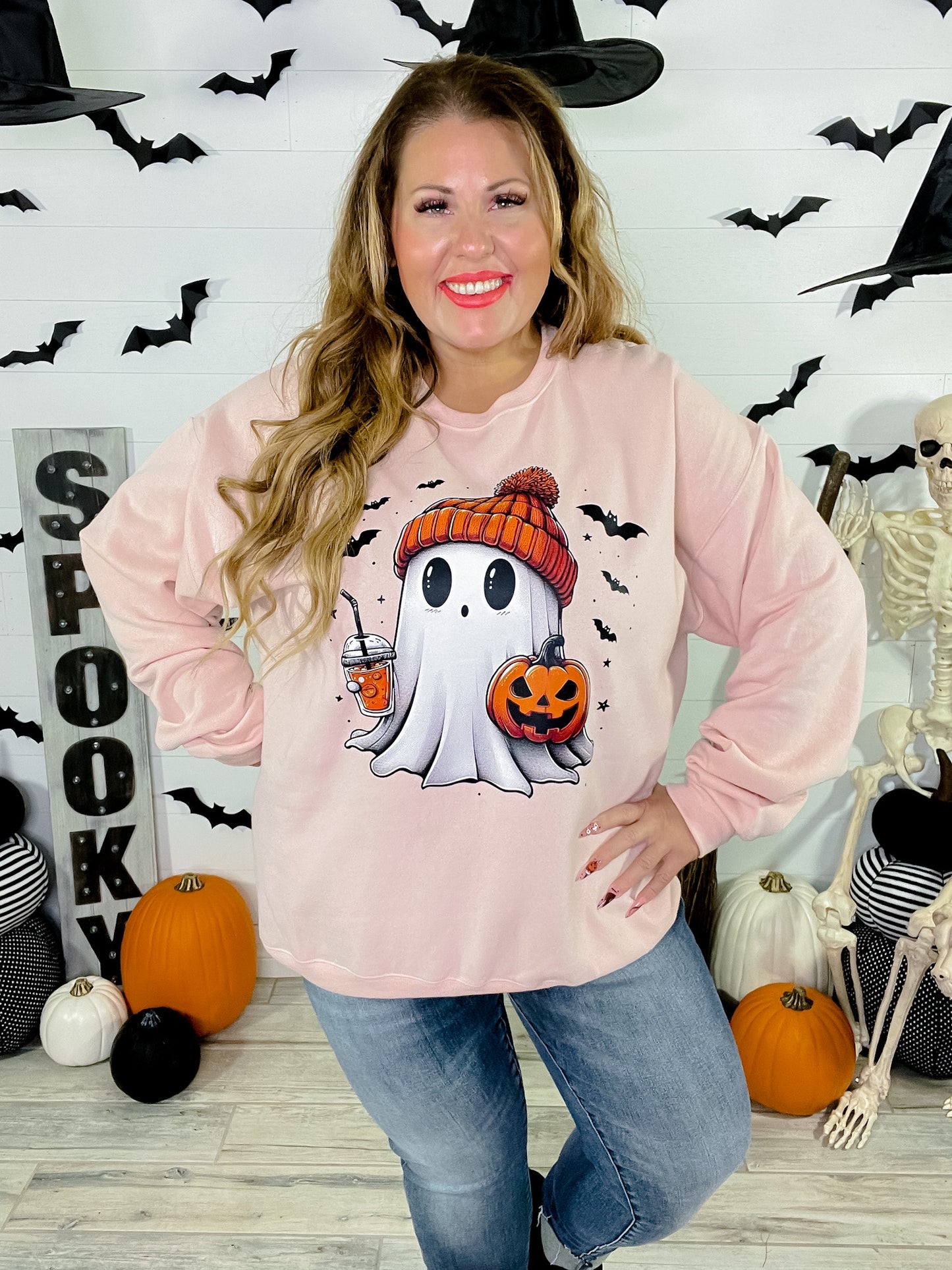 Pink Batty Ghost Sweatshirt