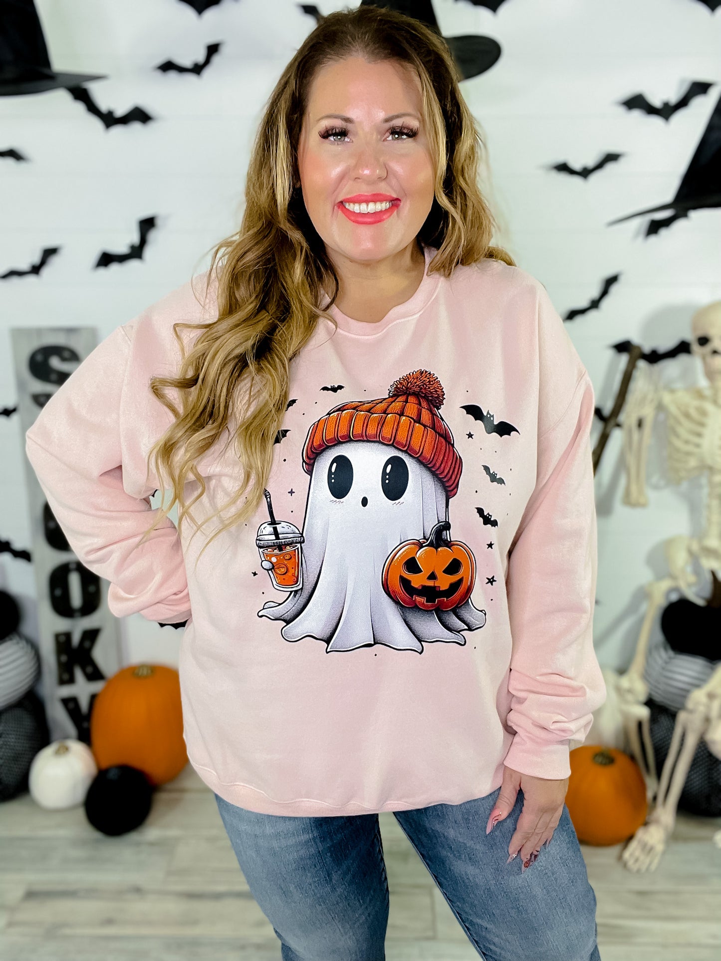 Pink Batty Ghost Sweatshirt