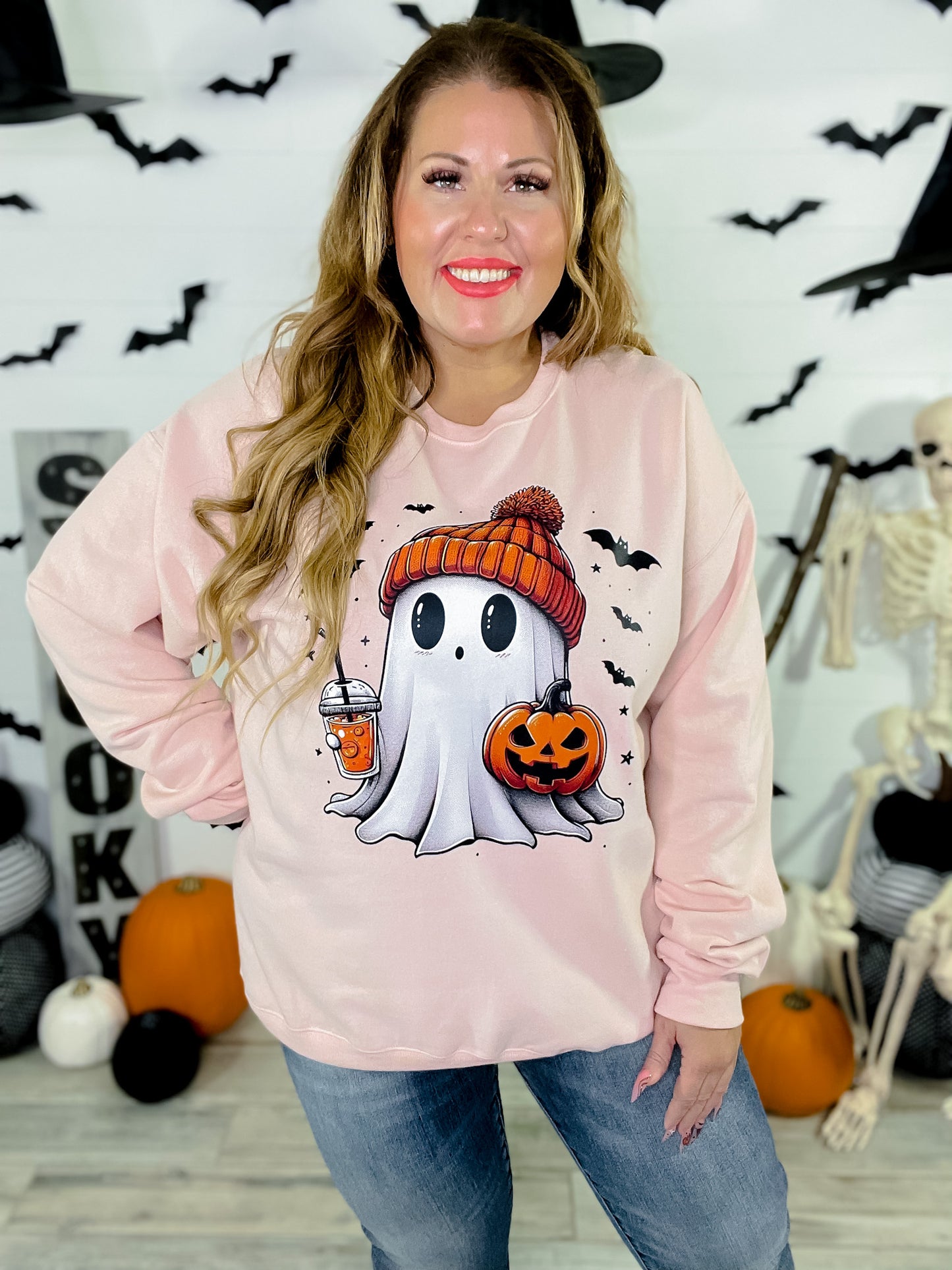 Pink Batty Ghost Sweatshirt