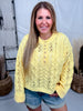 Yellow Cable Knit Sweater With Rolled Sleeves