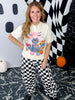 Pink Full Moon With Black Cat Short Sleeve Graphic Tee