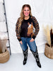 Long Plaid Sleeve Western Horse Print Midi-Sweater