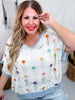 Lightweight V-Neck Sleeveless Sweater Top W/ Floral Accents