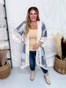 Light Denim Patchwork 3/4 Sleeve Cardigan W/ Lace Details