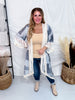 Light Denim Patchwork 3/4 Sleeve Cardigan W/ Lace Details