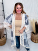 Light Denim Patchwork 3/4 Sleeve Cardigan W/ Lace Details