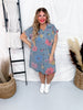 Button Down Denim Shirt Dress with Floral Pattern