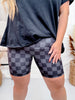 Black and Gray Checkered Biker Shorts FINAL SALE