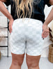 Gray and White Checkered Biker Shorts
