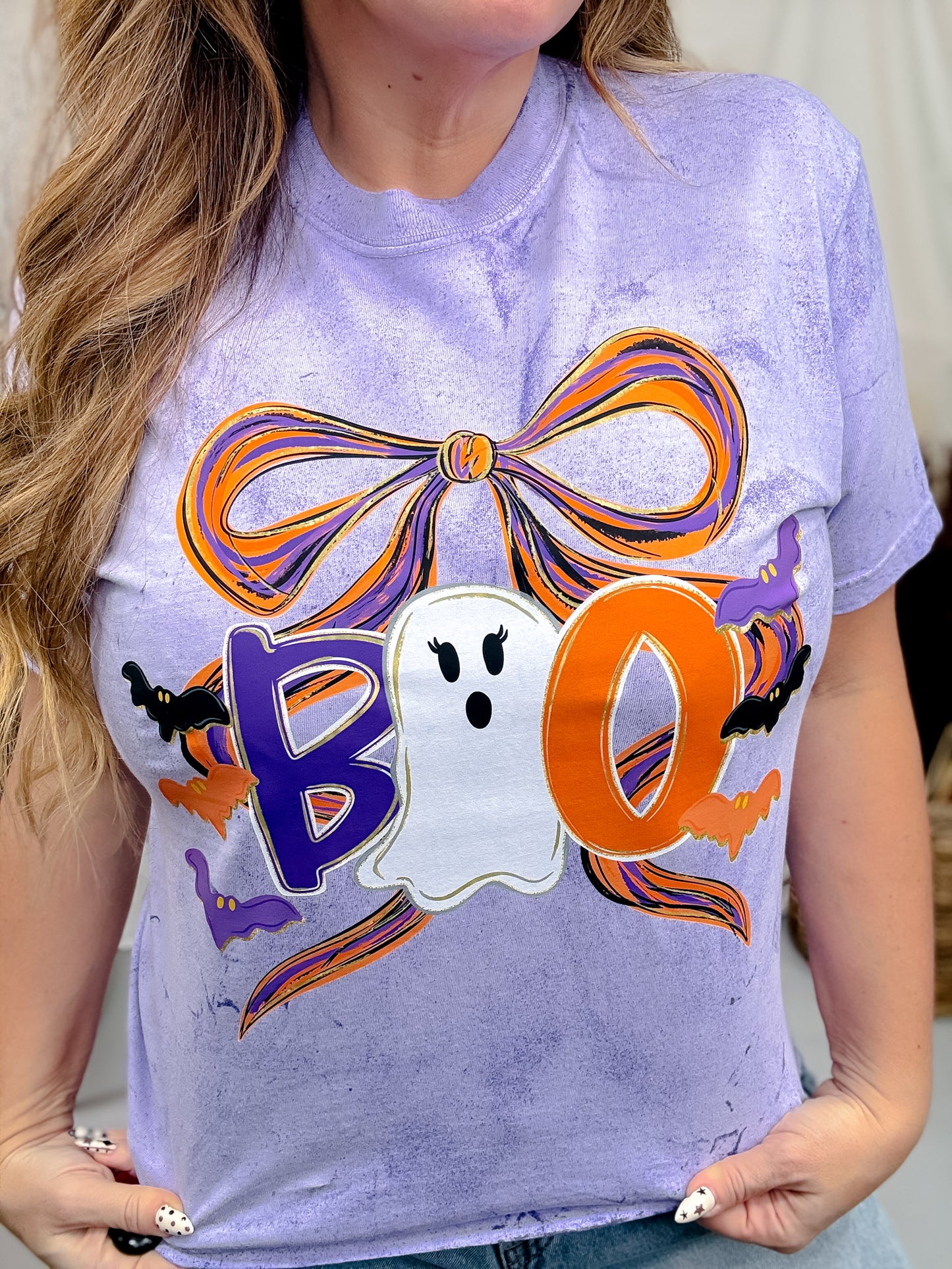 Color Blast "Boo" Short Sleeve Graphic Halloween T-Shirt