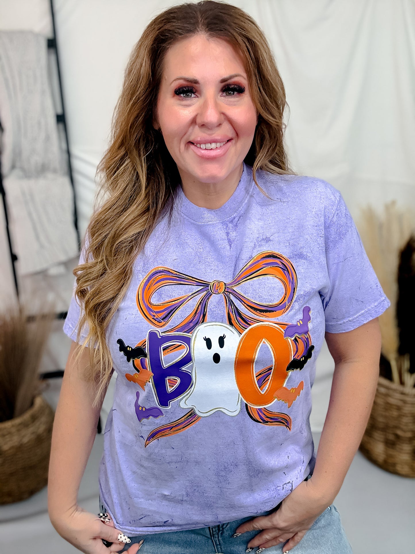 Color Blast "Boo" Short Sleeve Graphic Halloween T-Shirt