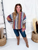 Vertical Striped Boat Neck Sweater In Burgundy