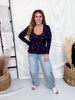 Long Sleeve Floral Print Top With Smocked Waist
