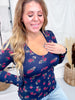 Long Sleeve Floral Print Top With Smocked Waist