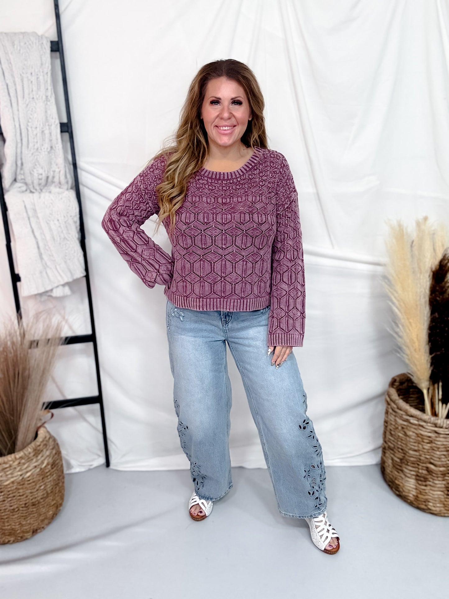 Geometric Knit Crewneck Sweater