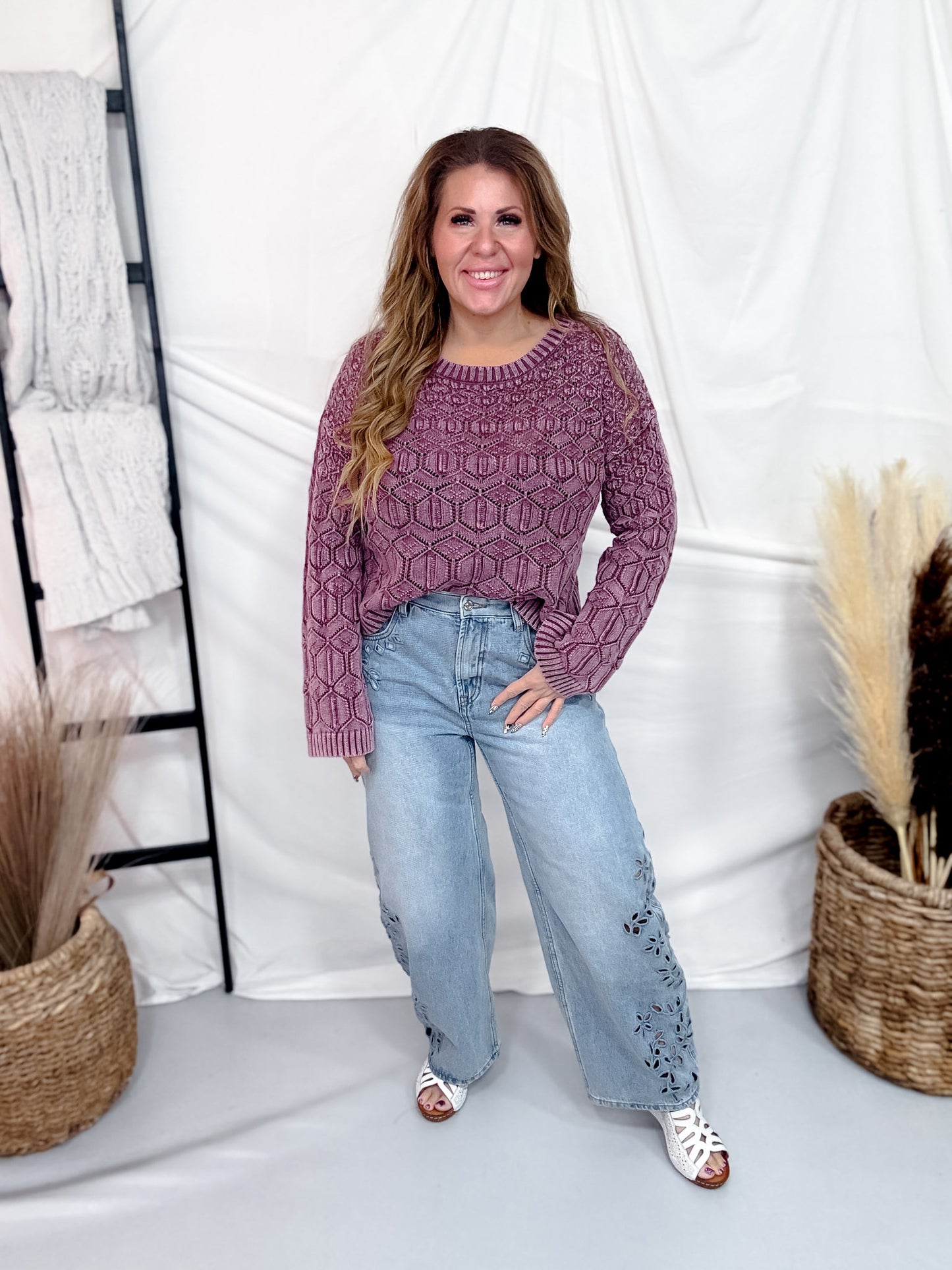 Geometric Knit Crewneck Sweater
