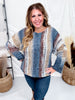 Vertical Striped Boat Neck Sweater In Navy
