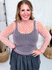 Red & White Mesh Heart Long Sleeve Layering Top
