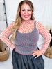 Red & White Mesh Heart Long Sleeve Layering Top