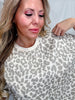 Taupe Leopard Print Short Sleeve Top With Iridescent Rhinestones