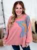 Mauve Pullover Top With Contrasting Star Patch