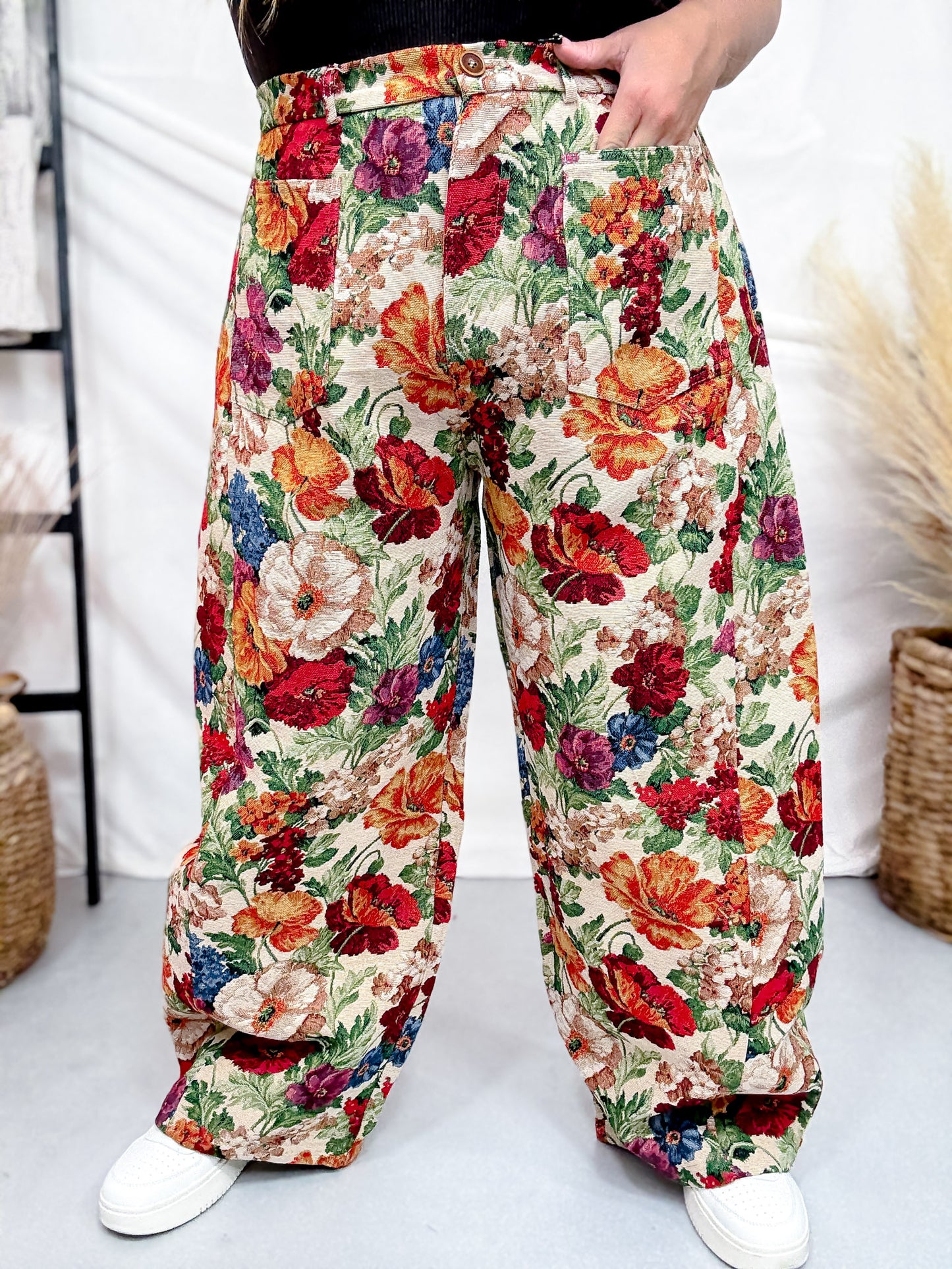 Floral Barrel Pants