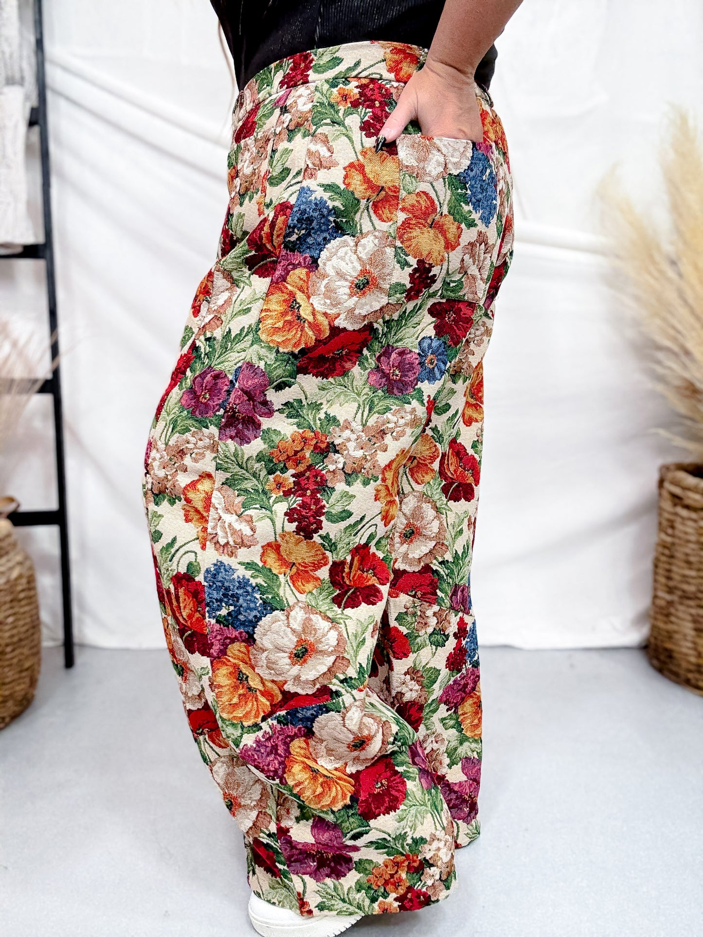 Floral Barrel Pants