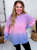Purple, Pink, & Blue Cotton Candy Dip Dyed Corded Crew Sweatshirt