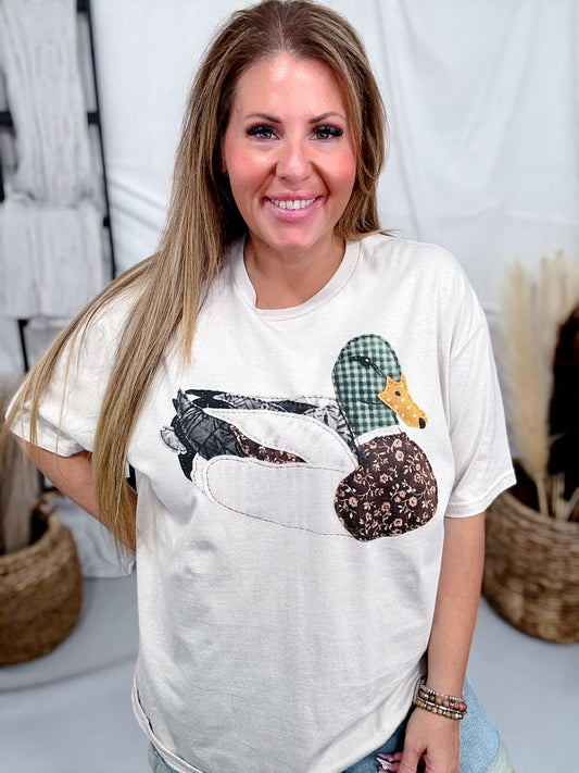 Patchwork Mallard Duck Short Sleeve Graphic Tee