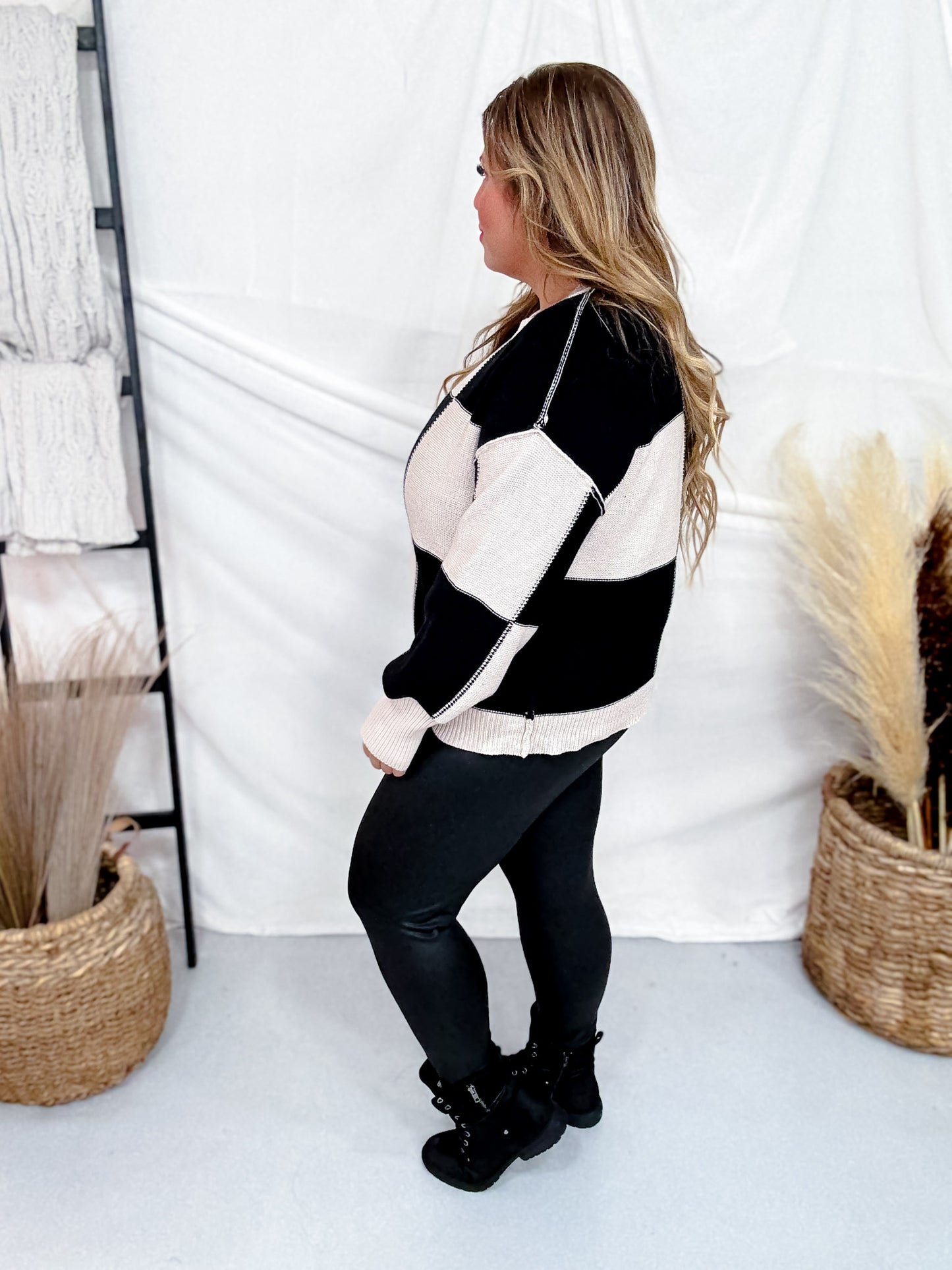 High-Waist Solid Black Leggings W/ Wide Yoga Waistband
