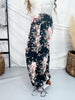 Black Denim Wide Leg Pants With Floral Print