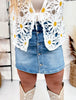 Southern Grace Mid Wash Denim Skort W/ Front Buttons
