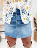 Southern Grace Mid Wash Denim Skort W/ Front Buttons
