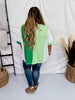 Kelly Green Colorblock Round Neck Top