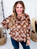 Brown Plaid & Daisy Print Velvet Babydoll Tunic