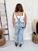 "Saige" Denim Overall's W/ Floral Eyelit Embroidery