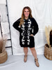 Black Button Front Shirt Dress With Western Embroidery