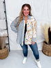 Blue and Ivory Mixed Print Button Down Shirt