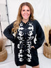 Black Button Front Shirt Dress With Western Embroidery