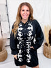 Black Button Front Shirt Dress With Western Embroidery