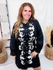 Black Button Front Shirt Dress With Western Embroidery
