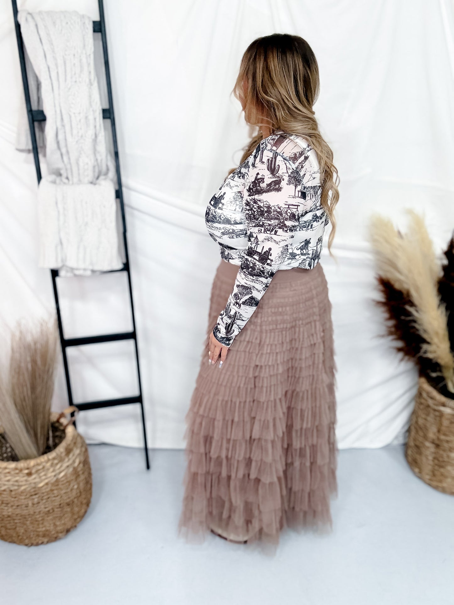 "The Old Days" Mesh Western Themed Top