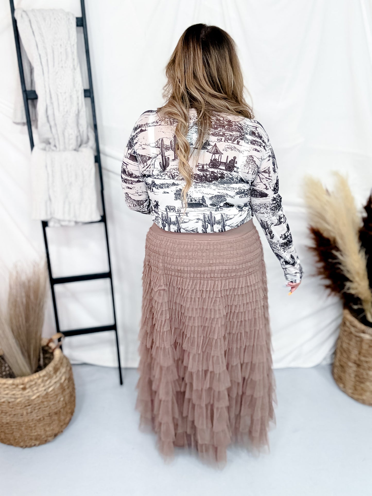 "The Old Days" Mesh Western Themed Top