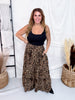 Tiered Leopard Print Midi Skirt With Smocked Waistband