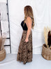 Tiered Leopard Print Midi Skirt With Smocked Waistband