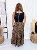 Tiered Leopard Print Midi Skirt With Smocked Waistband